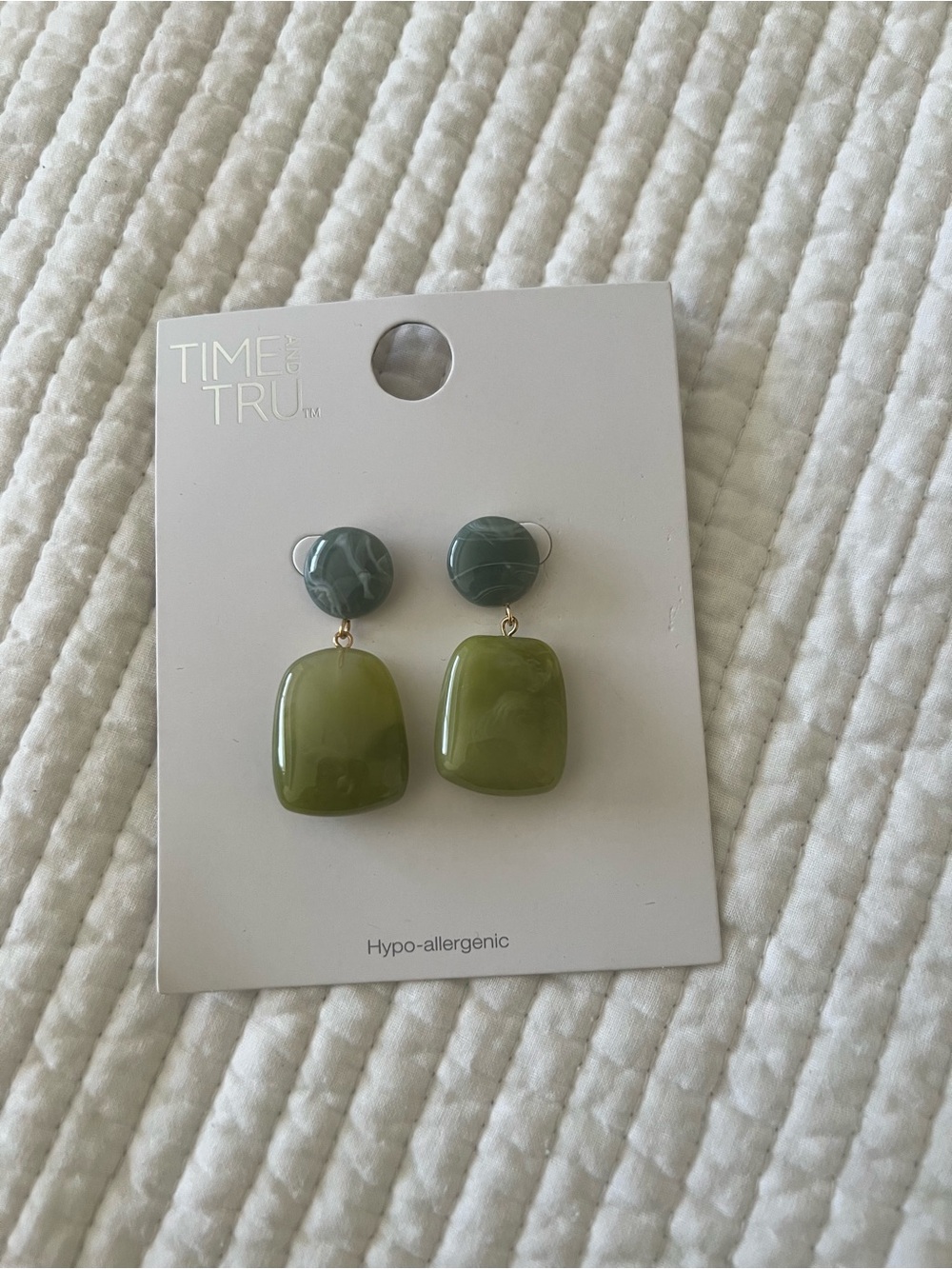 Time and Tru Two-Tone Green Drop Earrings